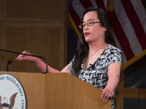 Rachel See presenting at the Nuclear Regulatory Commission, 2016